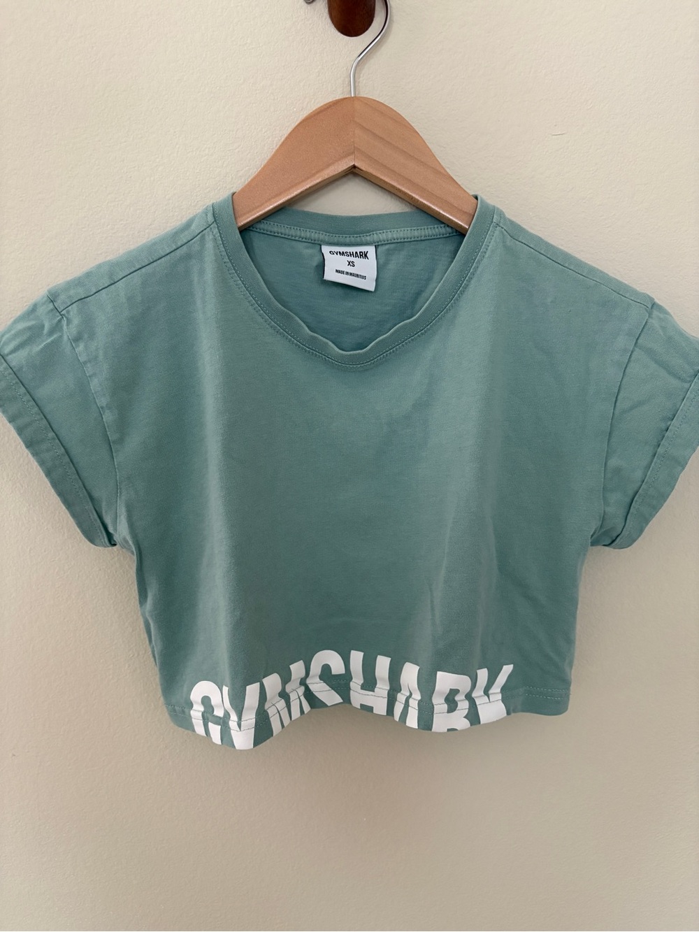 gymshark fraction crop tee top in maya blue XS